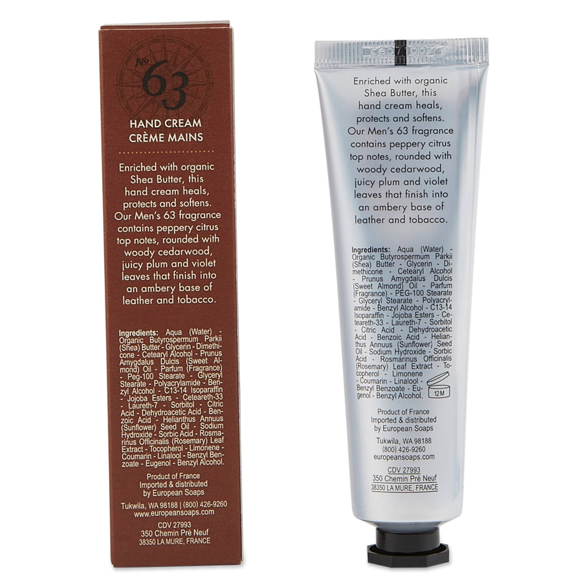 European Soaps Men's No. 63 Hand Cream, 50mL